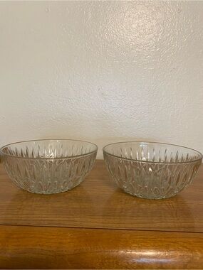 Clear Textured Glass Serving Bowls, Set of 2